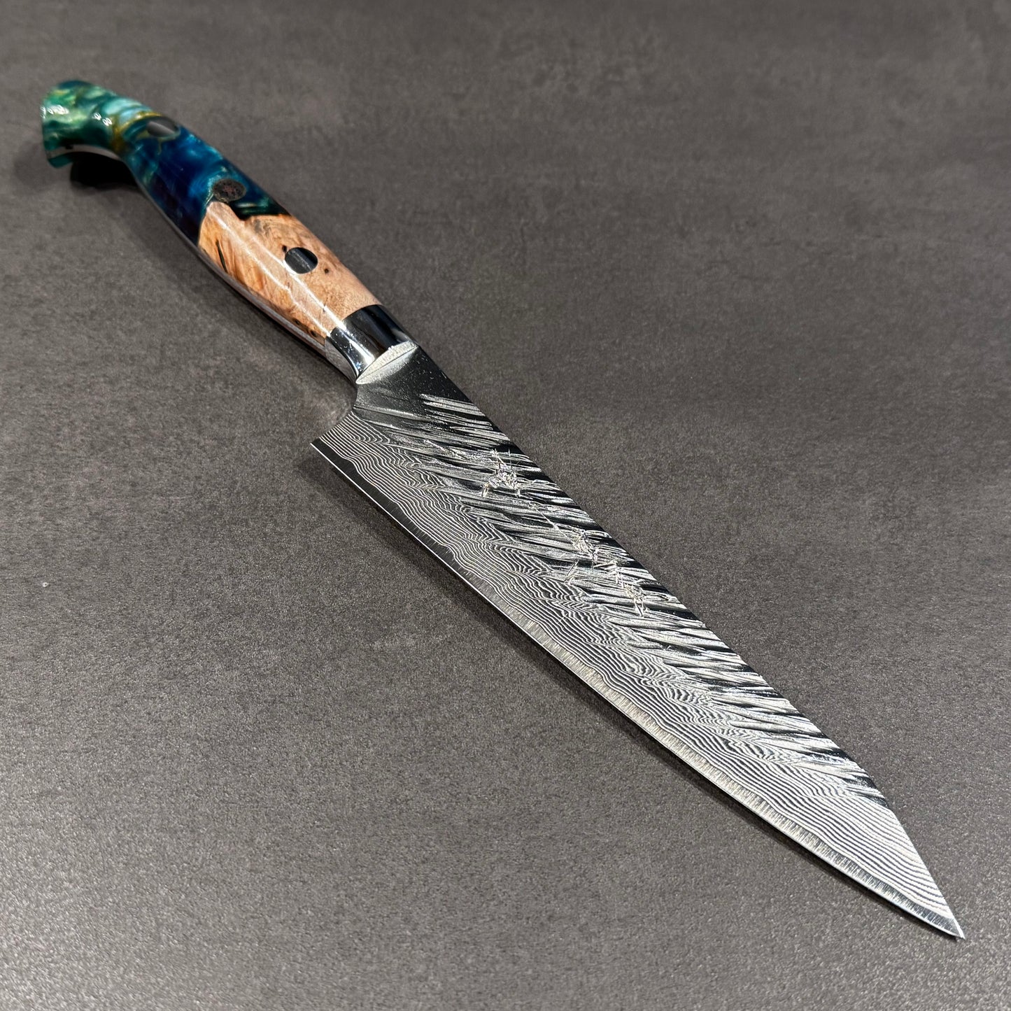 Fujin Petty 150mm Birch wood & Green resin
