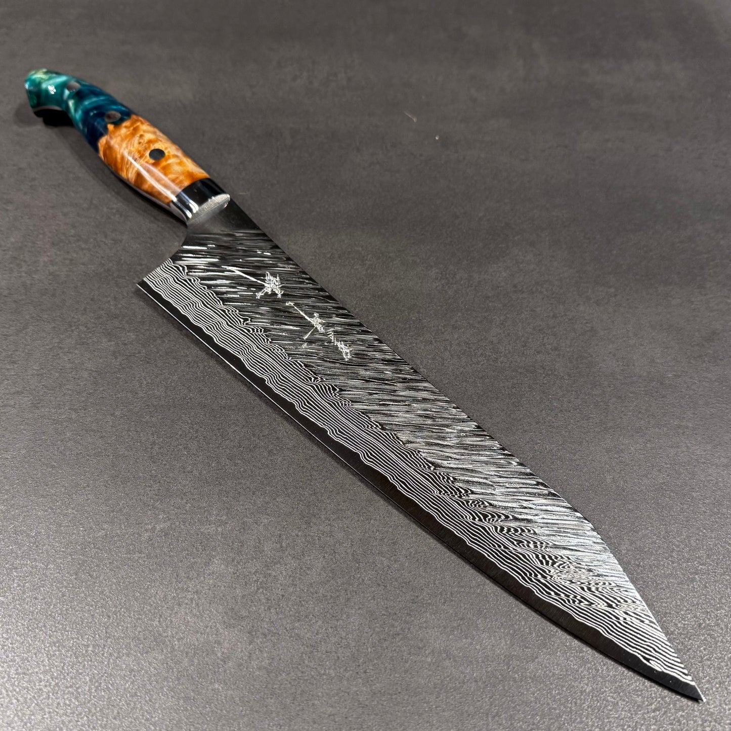 Fujin Gyuto 240mm Birch wood & Green resin