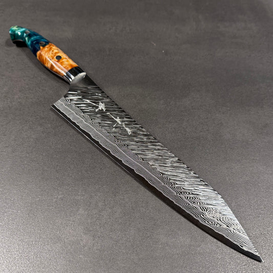 風神 牛刀 240mm 樺&グリーンレジン