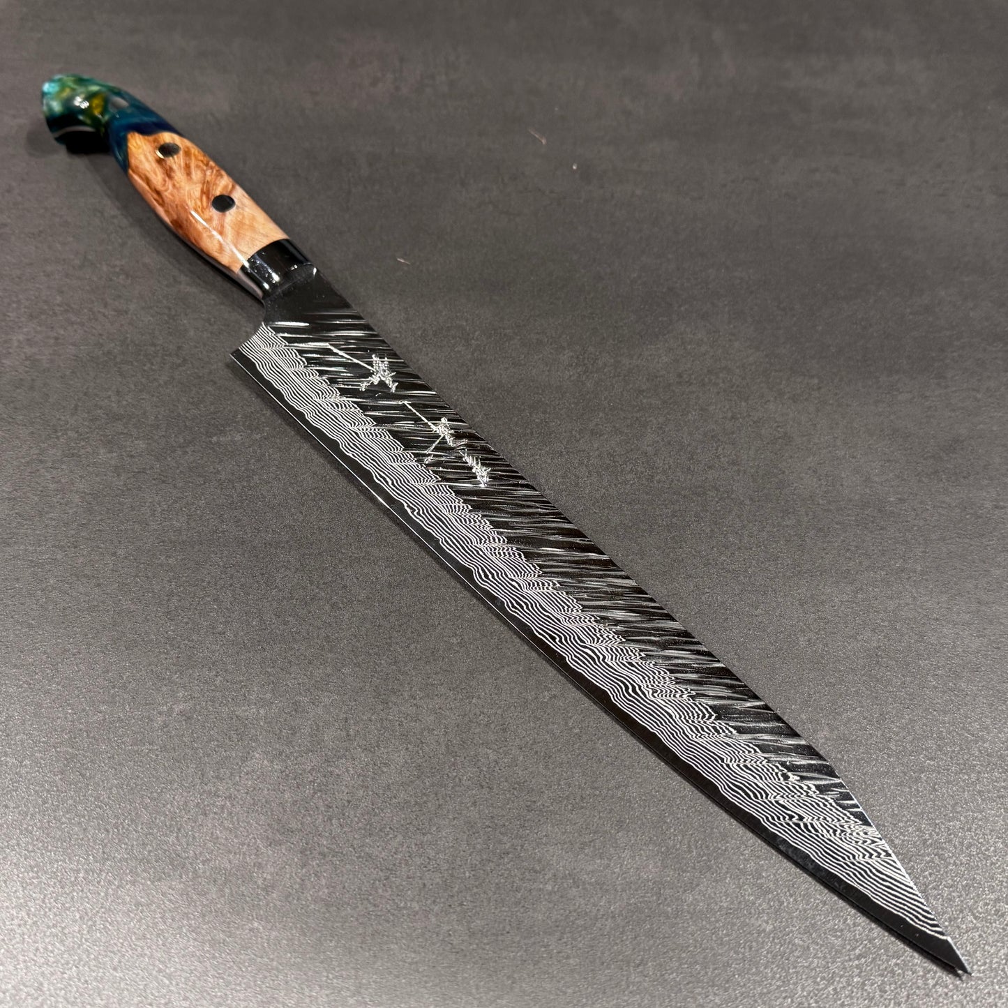 Fujin Sujihiki 240mm Birch wood & Green resin