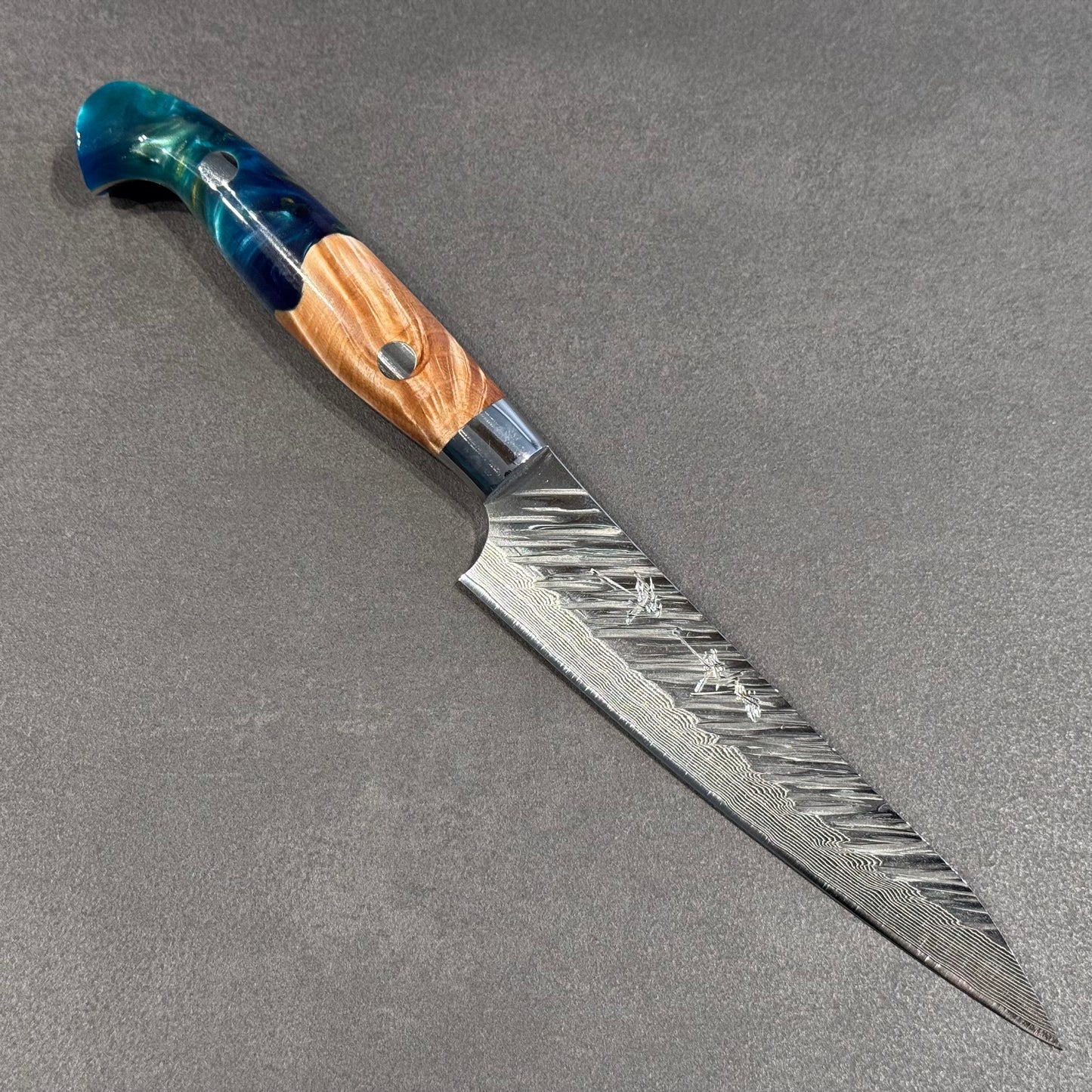 Fujin Petty 130mm Birch wood & Green resin