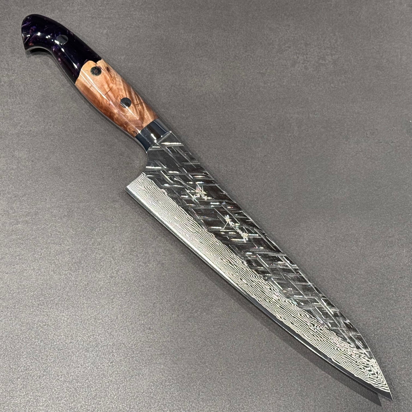 雷神 牛刀 210mm 樺＆パープルレジン